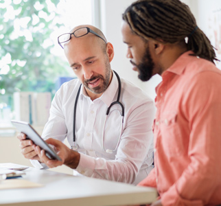 Man talking with his doctor